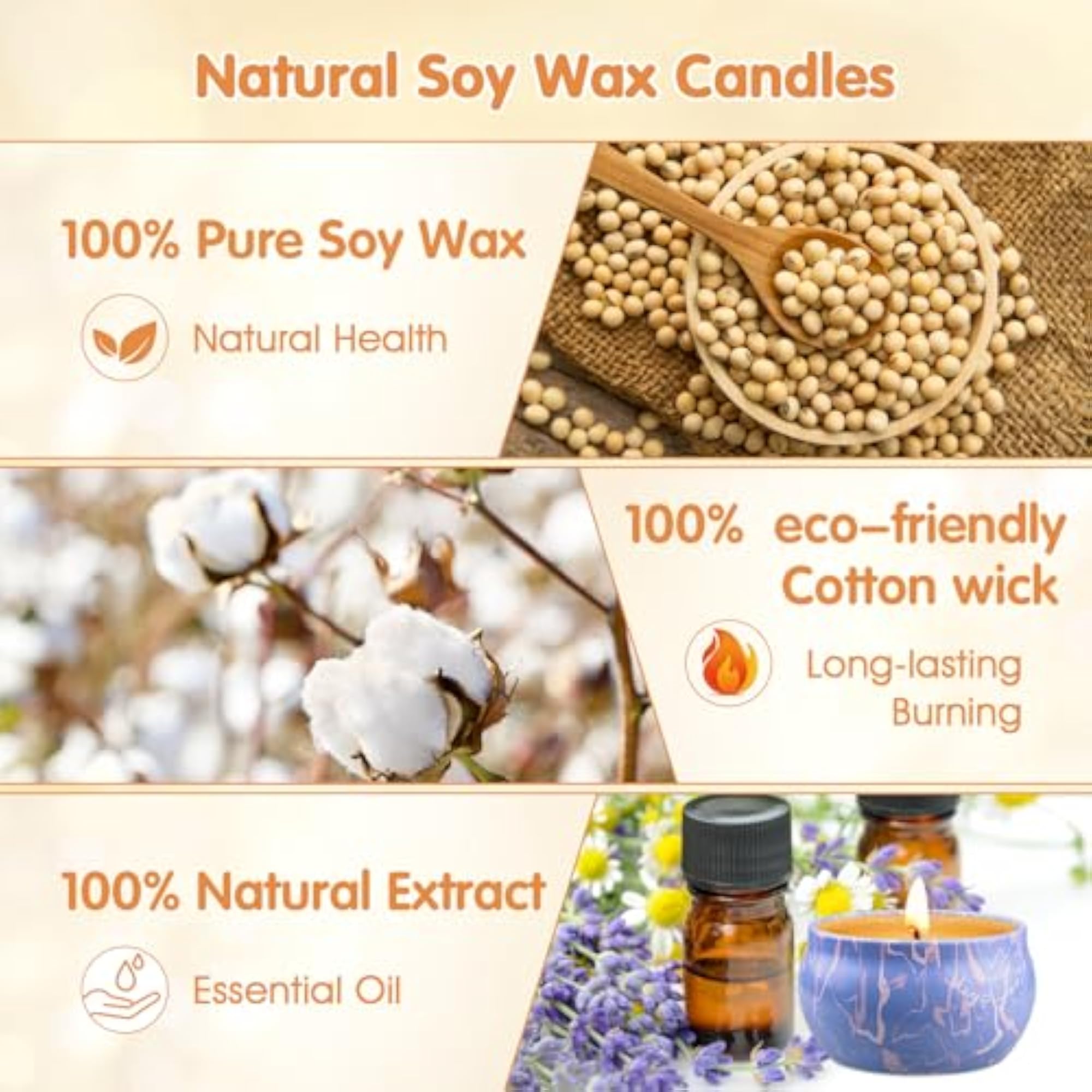 Scented Candle Gift Set, 2 Packs Natural Candles