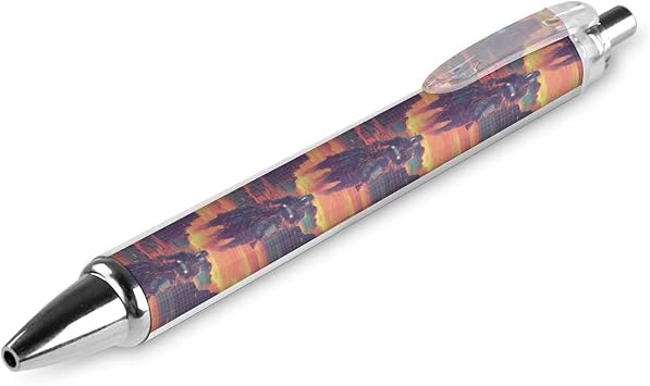 1 Pcs Black Pens Ballpoint, Cute 0.5 Mm Ink Cyber  Retro Western Cowboy Print Pens for Journaling Men Women Nurse, Nice Writech Pen Fine Ball Point Smooth Writing for Office School Supplies