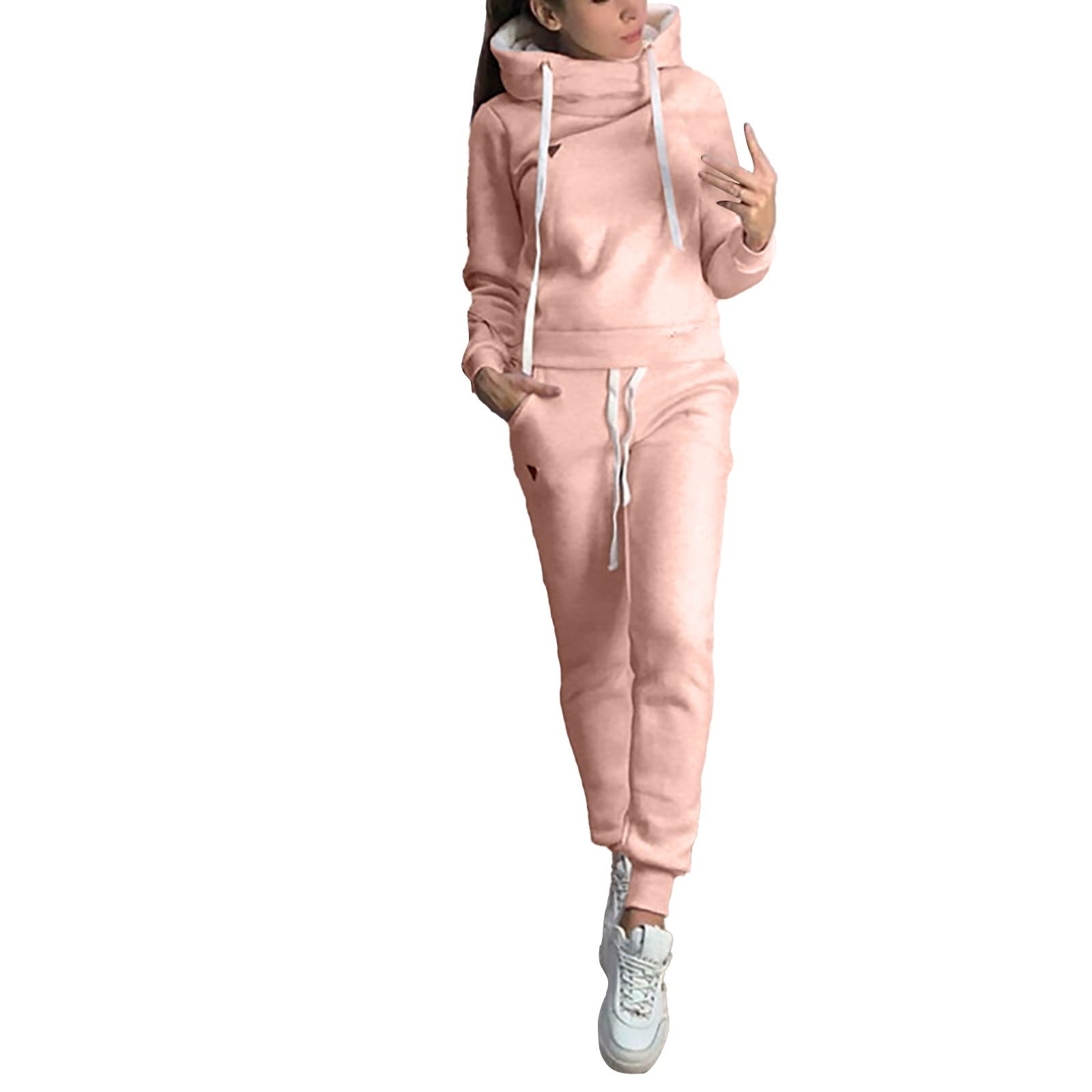 Laonajkd Conjunto Casual Mujer 2023 Chándal para Mujer Pantalones Cintura Alta con Deportivo Ropa de Entrenamiento Tallas Grandes con Cordón y Bolsillo Chandal Conjunto para Mujer