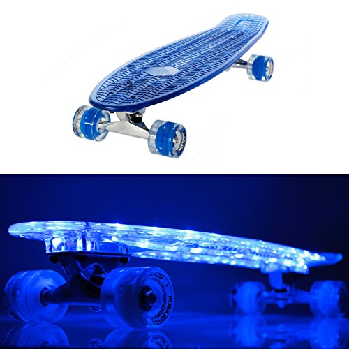 Preisvergleich Produktbild SSITG 27 inch LED Skateboard Penny mini cruiser Leuchtrollen Board style Longboard