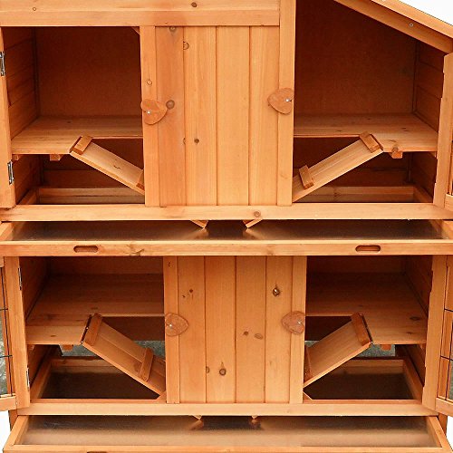 Melko Hasenstall Kleintierhaus 4 Etagen, 113 x 128 x 55 cm, aus Holz, braun, inkl. 4 Rampen – Bild 8