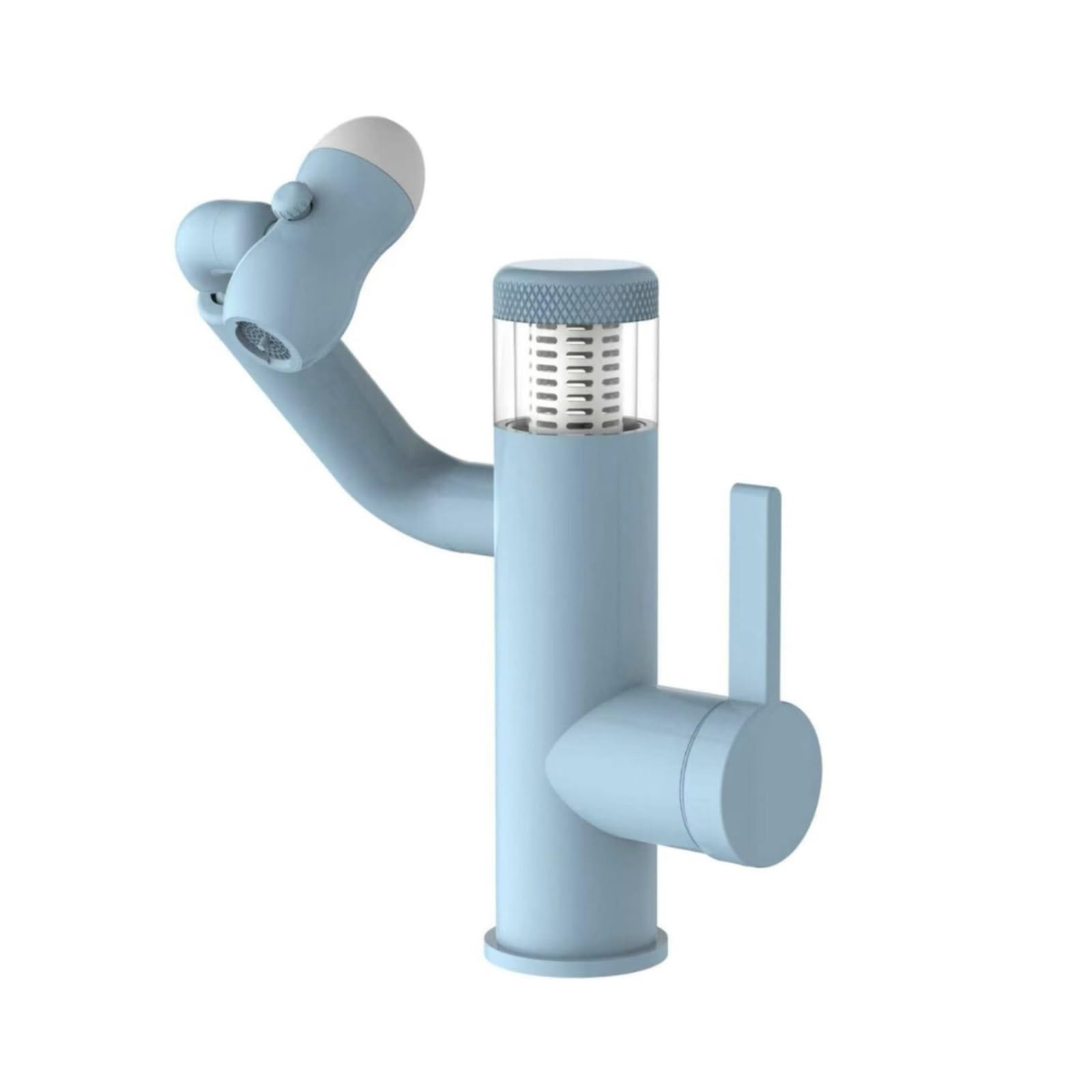Robotic Arm Bathroom Faucet, 304 Stainless Steel Basin Mixer with LED Display, Undermount Tap,Safe and Reliable(Blu)