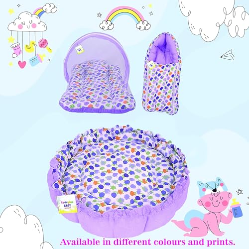 Image of Toddylon Baby Bedding Set New Born Baby Bed Mosquito Net | Carry Bag|Sheets | Essentials Combo (0-6 Months) (4PCS Set)