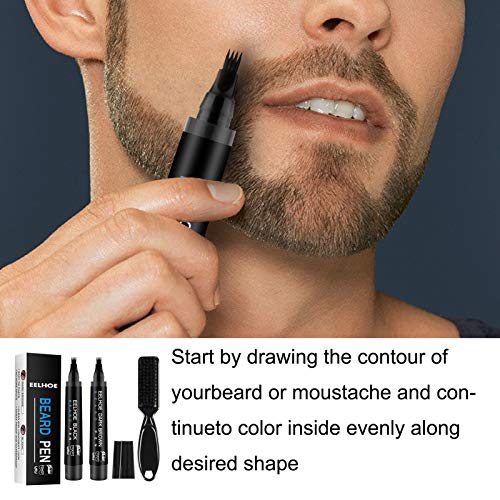 Henniu Conjunto de caneta de preenchimento de barba com quatro garfos para caneta de preenchimento d
