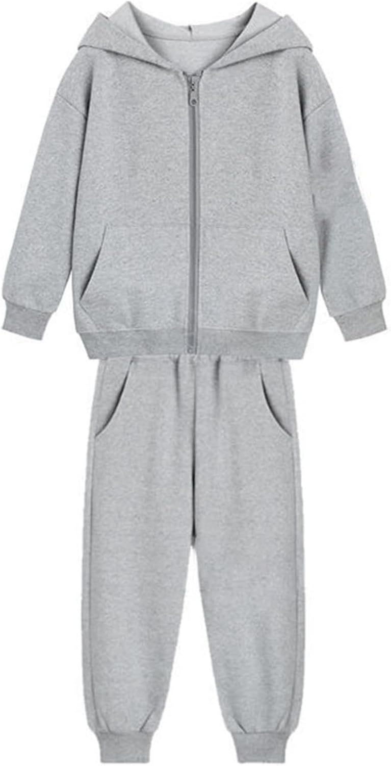 Kids Boys Girls Hoodies Tracksuit Sports Suit Zip Up Hoodie Jacket Sweatshirts with Jogger Sweatpants Set