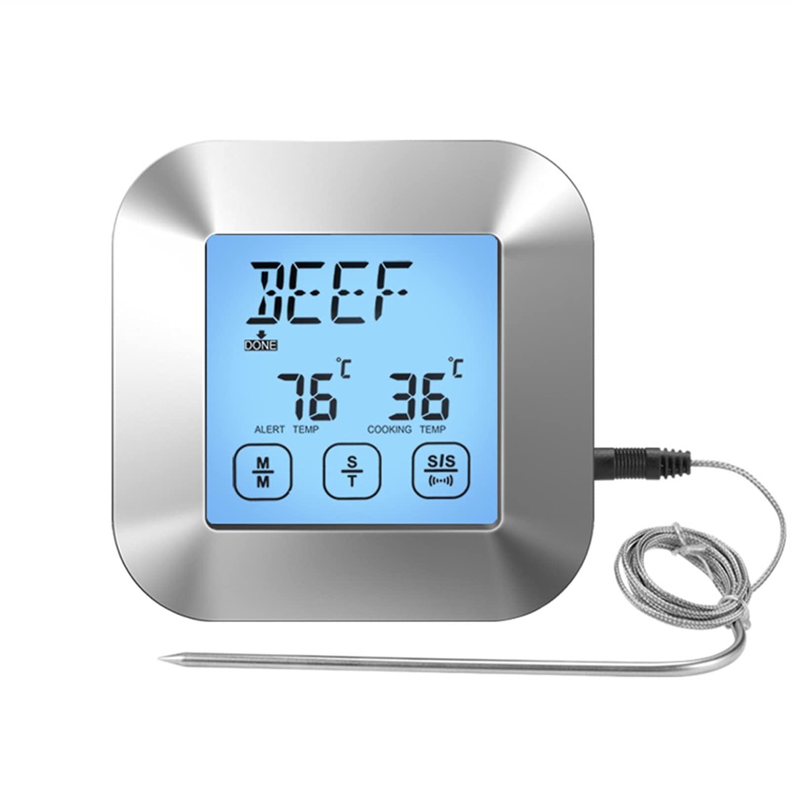 Termometro di cottura, termometro del barbecue del touch controllo con la sonda dell'acciaio inossidabile del supporto del magnete retroilluminato per il fumatore Grill Forno BBQ