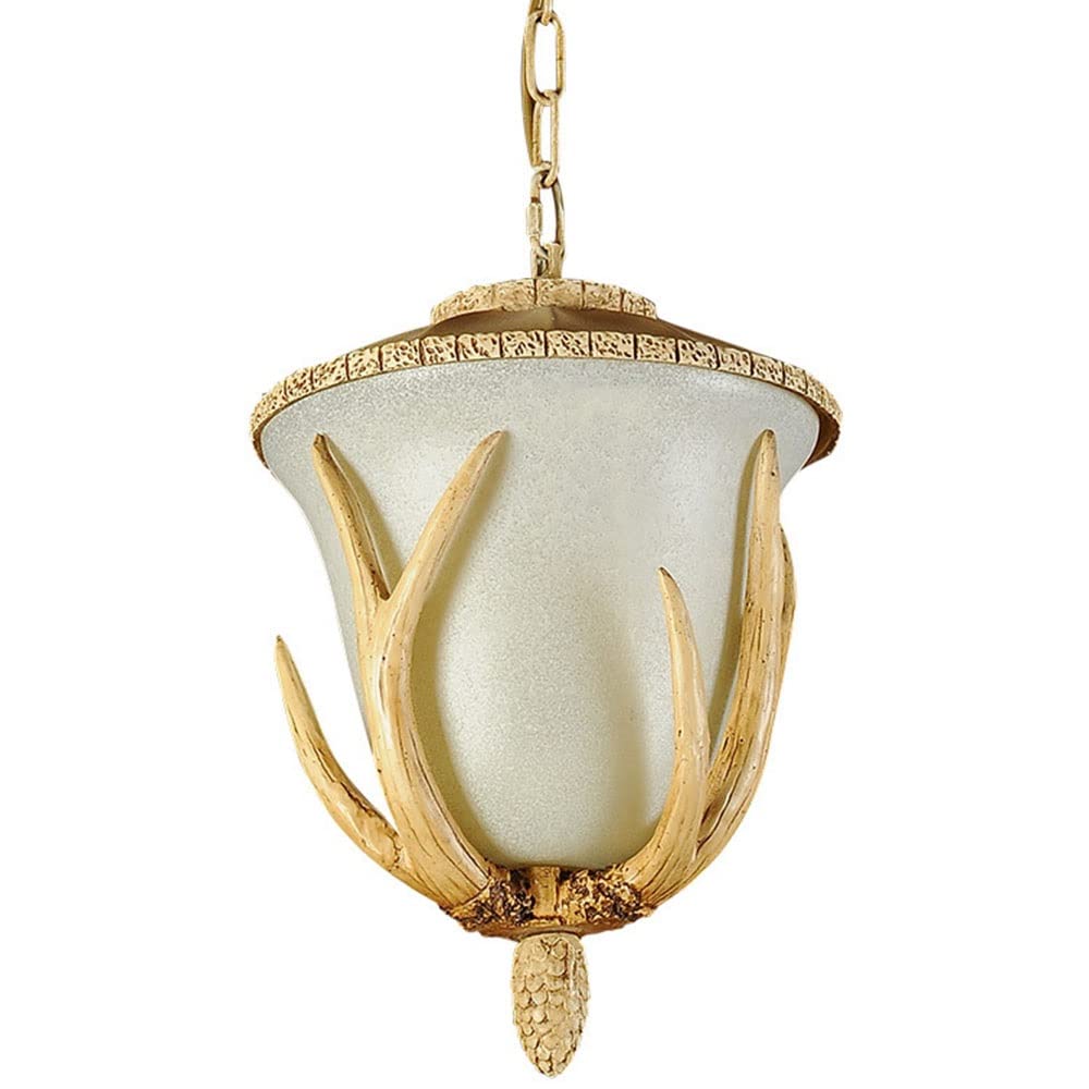 HYJAUSXB Retro Deer Antler Ceiling Chandelier & Wall Sconce - Antique Resin Glass Lantern for Bedroom Cafe Clothing Store Aisle Lighting (30cm x 38cm)