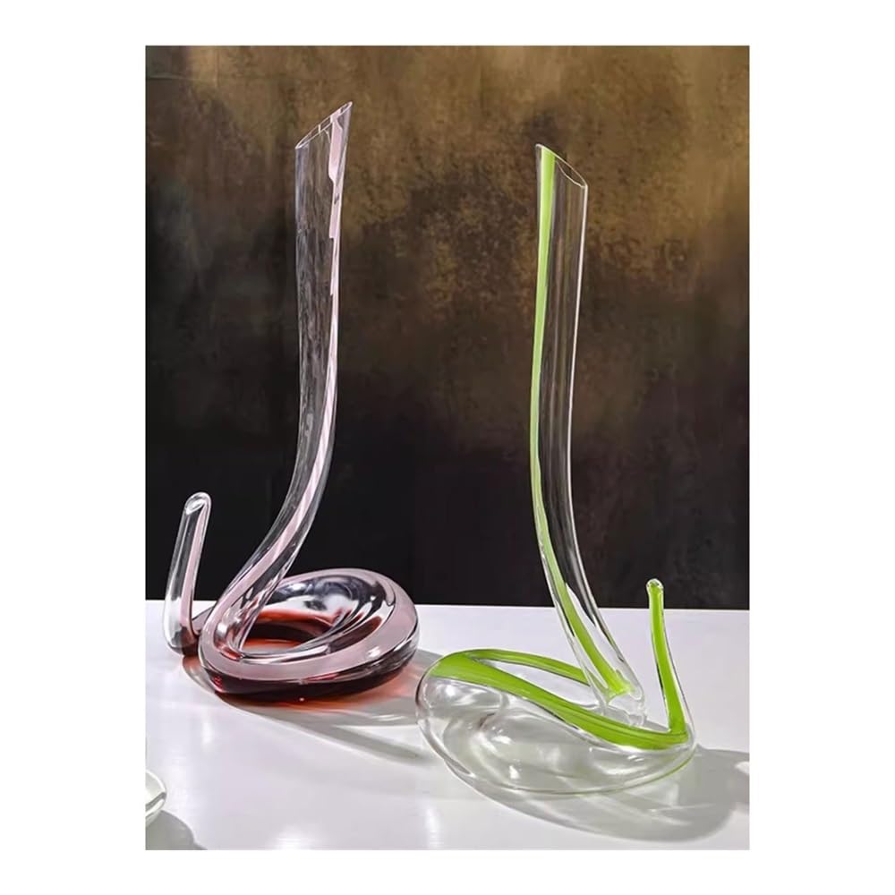 Dekanter-Set Handgefertigte, kreative, bleifreie Kristall-Weinkühler in Schlangenform, Premium-Glas, Rotweingläser, Heimgebrauch, schneller Aufwacheffekt(Blue)