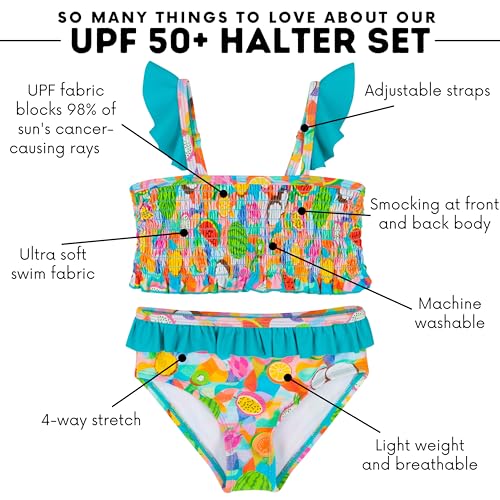 Image of SwimZip Girls' Halter Top and Bikini Bottom 2 Piece Set UPF 50+ Sun Protection