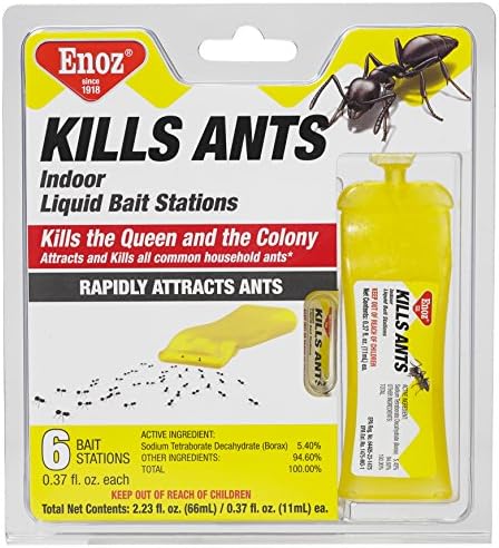 EnozKills Ants Liquid Ant Killer, Attracts and Kills The Queen Ant and The Colony Ants (Pack of 6, 36 Baits Total)