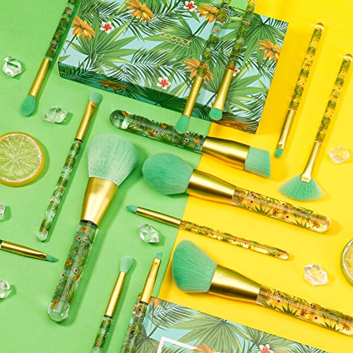 Docolor Makeup Brushes Professional 14Pcs Tropical Makeup Brush Set Premium Gift Synthetic Kabuki Foundation Blending Contour Face Powder Mineral Eyeshadow Make Up Brush Set #TOP1