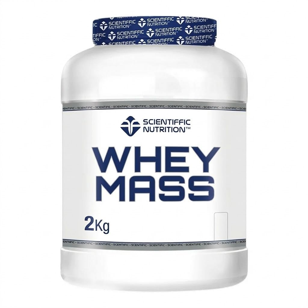 Scientiffic Nutrition - Whey Mass, Proteínas y Carbohidratos en Proporción 50/50, Aumenta el Volumen Muscular, con Creatina, Enzimas Digestivas y Glutamina - 2kg, Vainilla.