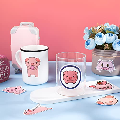 Pig Stickers 100 Pieces Kawaii Cartoon Pink Piggy Sticker For Kids Waterproof Vinyl Cute Animal Stickers For Water Bottles, Laptop, Diy Decoration,Scrapbook, Skateboard, Phone Case #TOP3