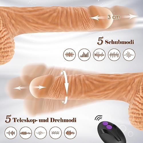 Realistischer Anal Dildo XXL Groß Vibrator Sex Spielzeug für die Frau Männer Paare mit Stoßfunktion,22cm Riesen Dildo Sex Toys Vibration für Sie Frauen, G-Punkt Vibratoren Dildos mit Starkem Saugnopf – Bild 4