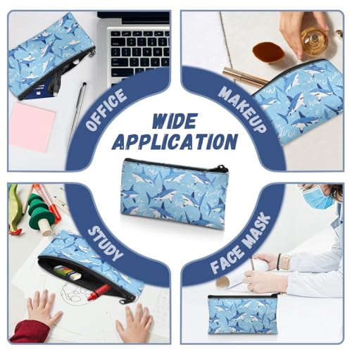 Image of Shark Pencil Case for Kids Big Capacity Pen Holder Zipper Pencil Box for Preschool Blue Stationery Pouch for Boys Girls