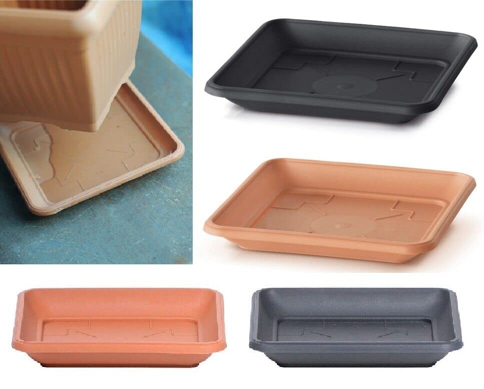 B2C Square Saucers Plastic Plant Pot/Water Trays 14cm-41cm (41cm, Anthracite)