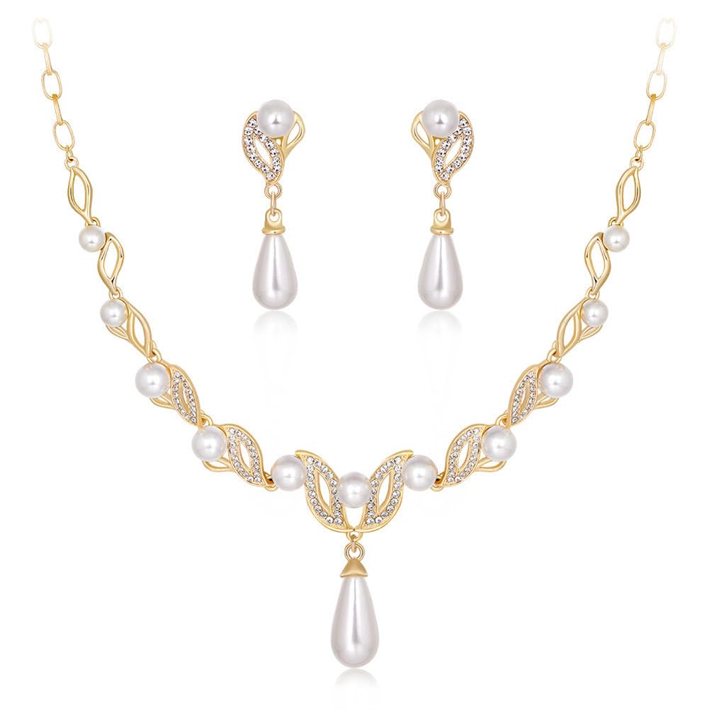 Latest Stylish Design Fancy Traditional Pearl Necklace Jewellery Set for Women (15121s)