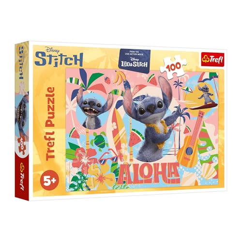 Trefl - Puzzle 100 Teile, Stitch und Seine Freunde in Aktion Lilo&Stitch 5+