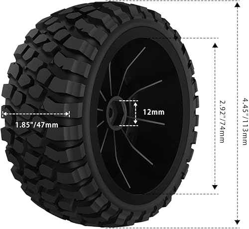 Miniatura 4 de GLOBACT Neumáticos de camión RC de 0.472 in Hex RC Ruedas y neumáticos con insertos de espuma para neumáticos de 110 Slash Axial Losi Redcat Rc4wd
