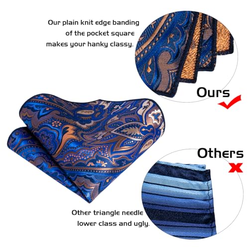 Image of 5PCS Mens Silk Designer Tie, Pocket Square, Cufflinks, Drilled Tie Ring and Lapel Pin Set for Wedding Groom Party