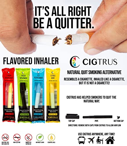 Cigtrus Natural Quit Smoking Aid Craving Relief Tobacco Free Nicotine Free Non Electric Oxygen Inhaler Stick For Oral Fixation Support 4 Flavor Variety Pack #TOP4
