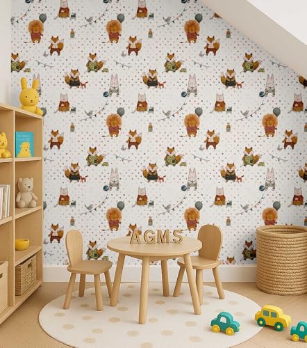 Mural autocollant animaux S4Sassy papier peint vinyle blanc chambre d'enfant 63x304 cm - 4