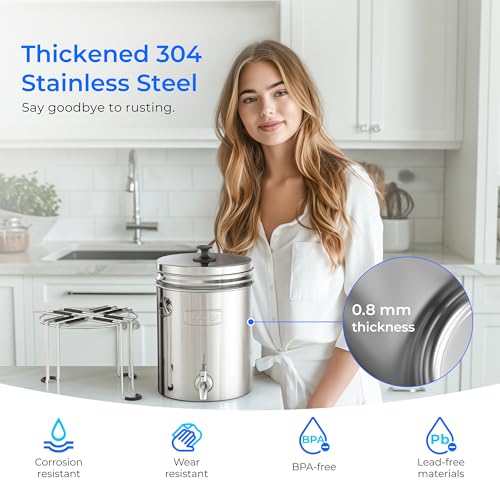 Image of Waterdrop TK-AB-FS Gravity Water Filter System, with Silver Ions Filtration | NSF /ANSI 42&372 Standard, Reduces Fluoride and Chlorine, with 4 Filters and Metal Spigot, 2.25G