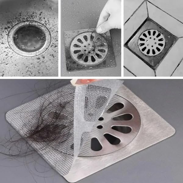 10 Pcs Disposable Shower Drain Hair Catcher, Drain Hair Catcher Waterproof Mesh Stickers for Bathroom Accessories, Apartment Essentials for Kitchen, Sink, Bathtub. 3