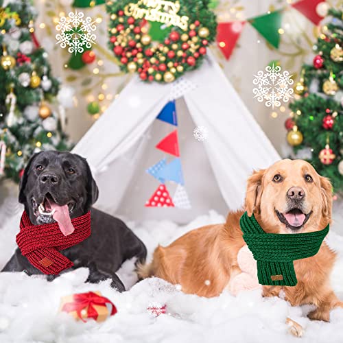 SlowTon Dog Knitted Scarf, 2 Pack Dog Warm Bandanas, Red Red - image 5