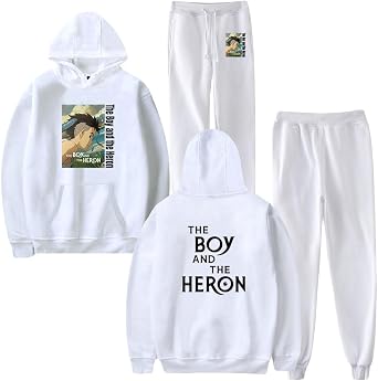 Anime The Boy and The Heron Merch Fall Suit Hoodies Sportswear Hooded Ankle Banded Pant Two Piece Set