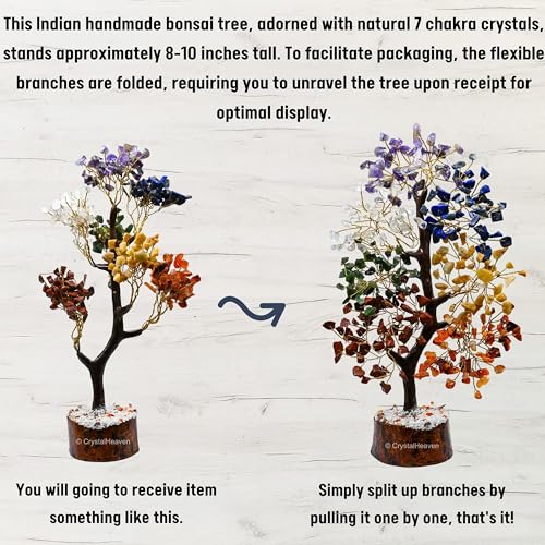 Image of Certified Crystal Tree for Good Luck Items for Home Decor - Authentic Seven Chakra Crystal Tree for Positive Energy and Harmony - Elegant Feng Shui Ornament for Living Room