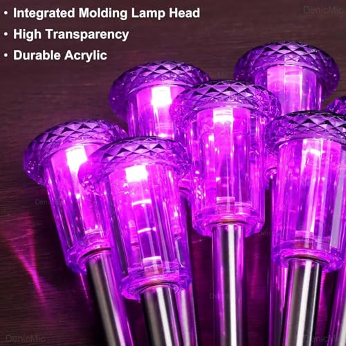 Image of DenicMic Solar Halloween Lights Outdoor 10 Pack Purple LED Halloween Decor | Yard Garden Pathway Walkway Patio Lawn, Spike Style Starburst Pattern, Acrylic /Stainless Steel Halloween Decorations Outdoor