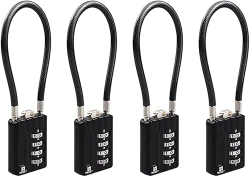 Miniatura 13 de RESET-201 (1 Pack) Candado de combinación de 4 dígitos con cable flexible de 20 pulgadas (50cm), cerradura de cable largo para bote de basura,