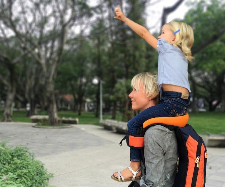 SaddleBaby  Child Shoulder Carrier for Hiking and Street Markets Backpack. W Sit ?Saddle Baby Shoulder Baby Carrier Blue/Orange Waist Band  main image 4