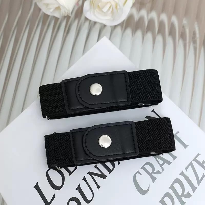 2 Pcs black Side Belts, Adjustable Comfortable Stretch with PU Material Solid Elastic No Buckle Women for Most of Pants Jeans2