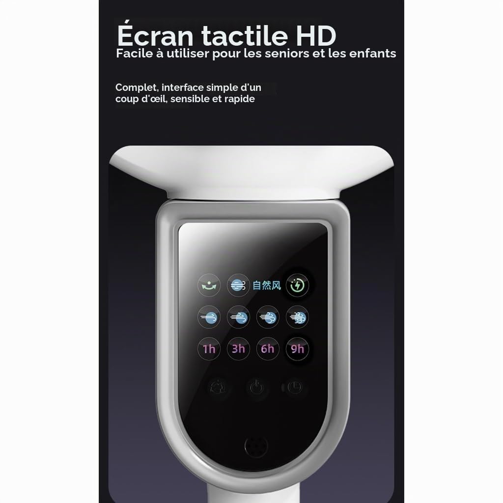 Ventilateur sur Pied Silencieux et Puissant avec Télécommande pour Chambre, 4800 mAh Rechargeable, 4 Vitesses Réglable, Oscillation Automatique, Minuterie 9, Couvrant Jusqu'à 28 m²