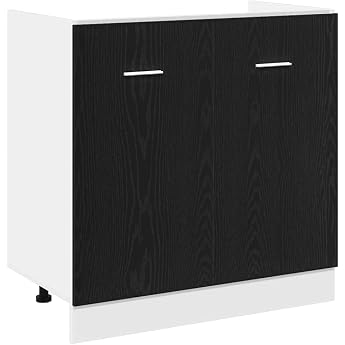 vidaXL Base Cabinet for Sink Black Oak 80 x 46 x 81.5 cm Wood Material