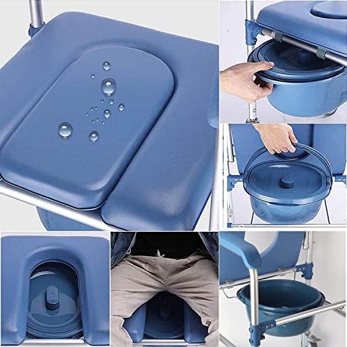 ybaymy Rolling Shower Chair with Wheels Waterproof Wheelchair Rolling Commode Chair 150kg Weight Capacity Shower Transport Chair with Locking Wheels and Padded Seat