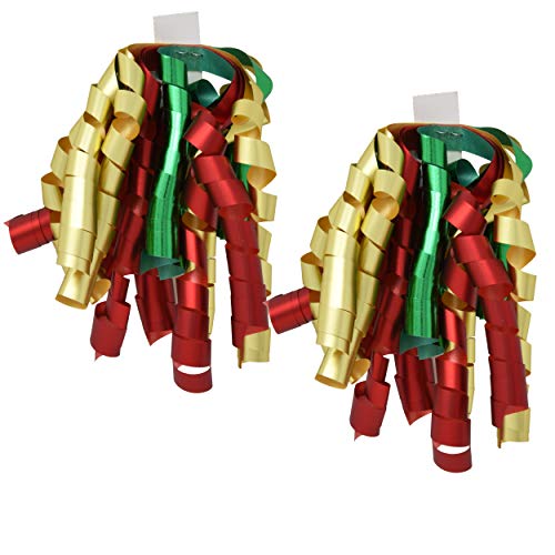 Gift Boutique Christmas Curly Bows Ribbon Self Adhesive Gift Wrap Present Set of 24 in Assorted Holiday Colors Green, Red, Gold, Silver, Copper Metallic Matte Holographic