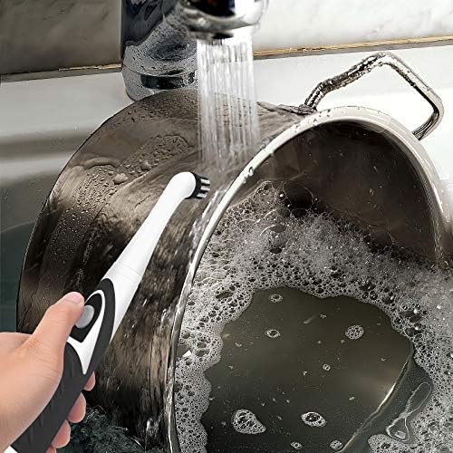 SANON Electric Cleaning Brush, Household Sonic Spin Scrubber with 4 Clean Heads for Bathroom Household Floor Tile and Kitchen Car Deep Cleaning ( Tough Cleaning, Black )