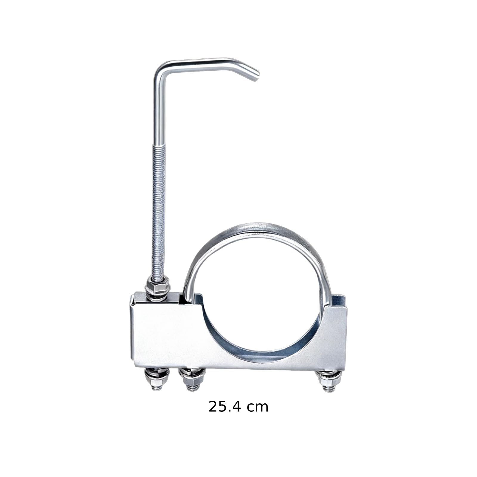 Lot de 2 colliers d'échappement en acier galvanisé, collier robuste 3 in, fixation en U en forme de 7, réglable à 360°, hauteur totale 10 in pour tubes 75 à 83 mm