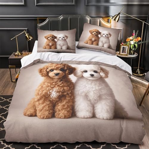 Housse de couette caniche 140x200 en microfibre pour lit simple - 2