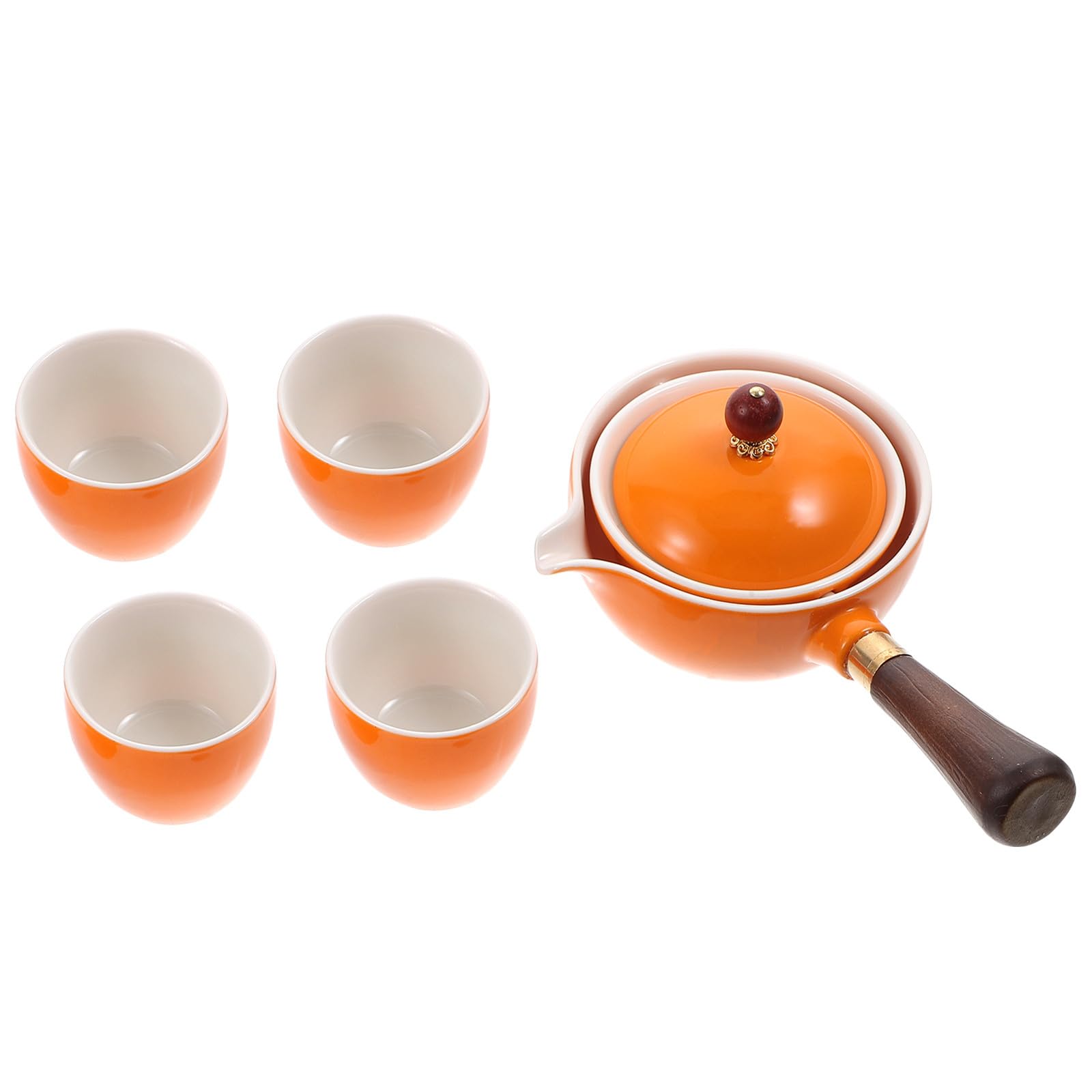 Théière bouilloire rotative en céramique de 500ml avec infuseur intégré et poignée latérale