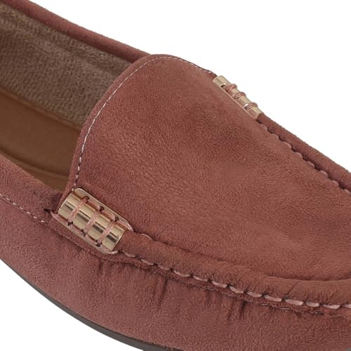Image of CatBird Women's Suede Finish Loafers | Slip-On Flat Shoes with Minimal Metal Detail | Soft Cushioned Footbed and Flexible Grip Sole | Ideal for Office, Everyday Wear, Travel and Casual Outings