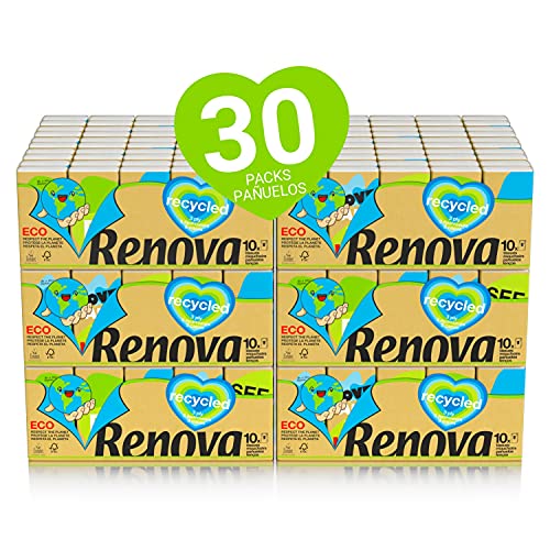 Renova Pañuelos de Bolsillo Renova Recycled | 300 paquetes (300 x 9 pañuelos) | 100% Reciclado con Ecolabel y FSC