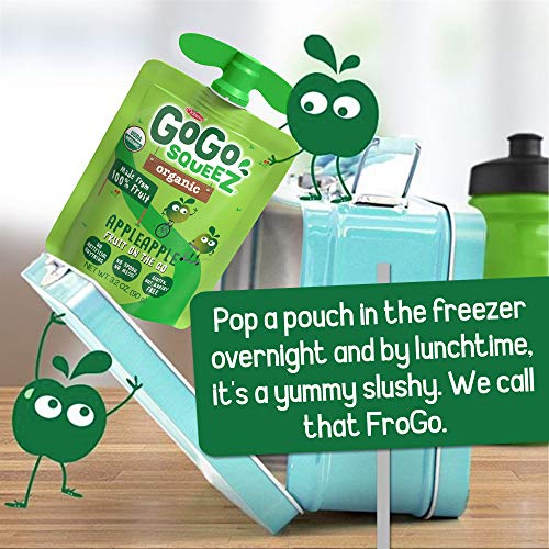 image for GoGo squeeZ Organic Applesauce, Apple Apple, 3.2 Ounce (4 Pouches), Gl