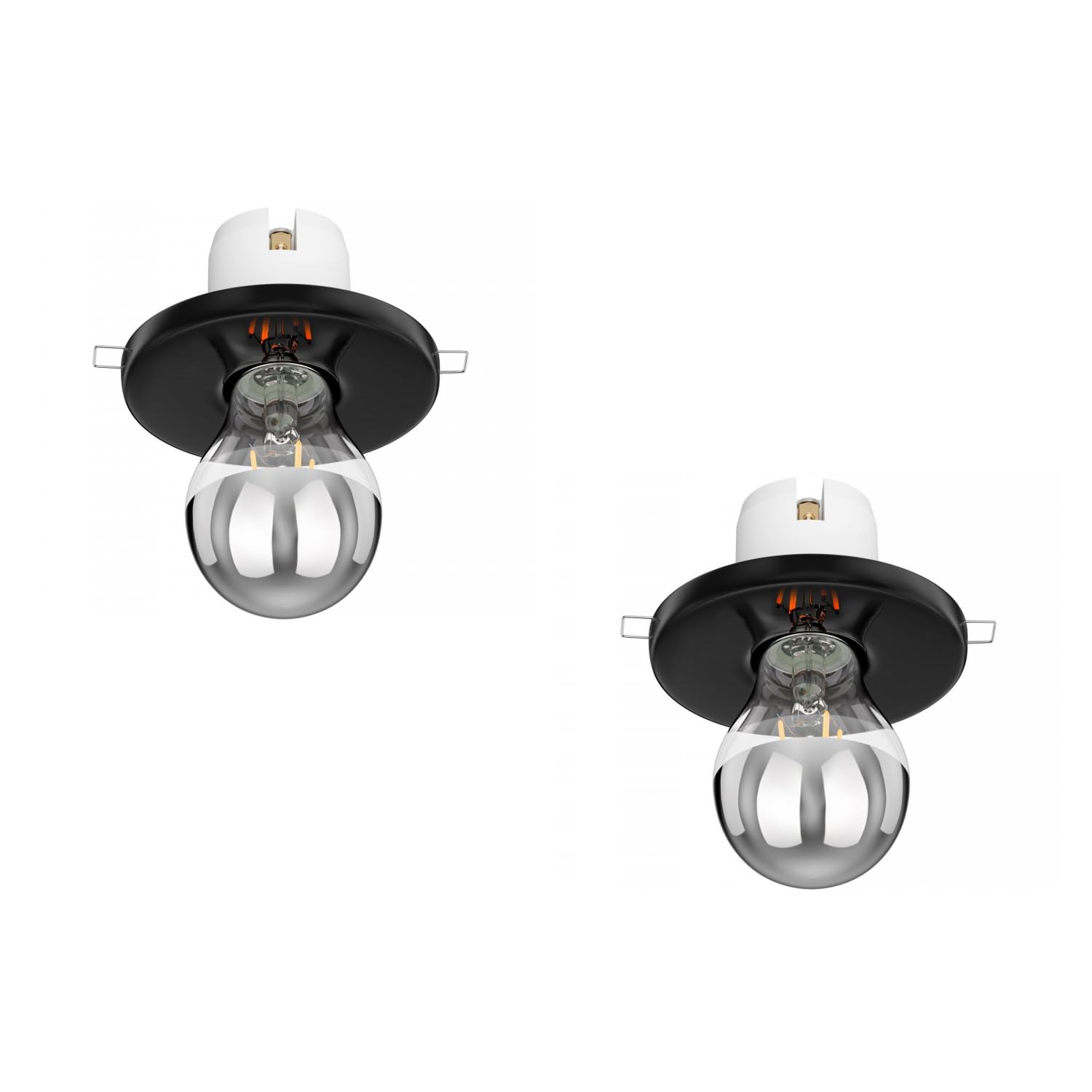 ledscom.de 2x Porzellan Decken-Einbauleuchte TELA schwarz, inkl. E27 LED Lampe 486lm, Smart Home, warmweiß - kaltweiß