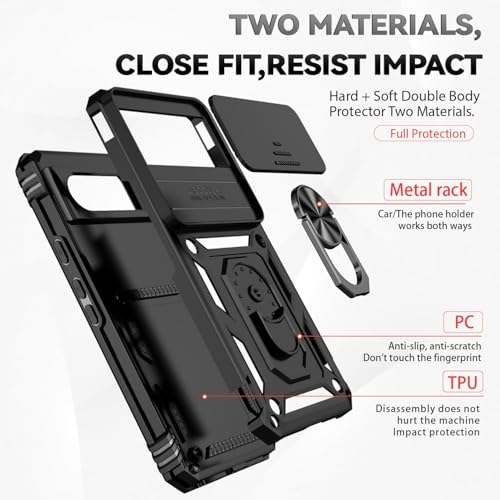 Image of Scalebee Google Pixel 8 Heavy Duty Armor Back Cover, Black