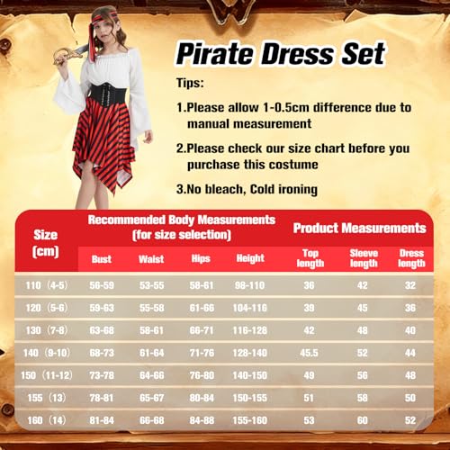 Image of DARFULA Girls Pirate Costume Kids Pirate Dress Outfits
