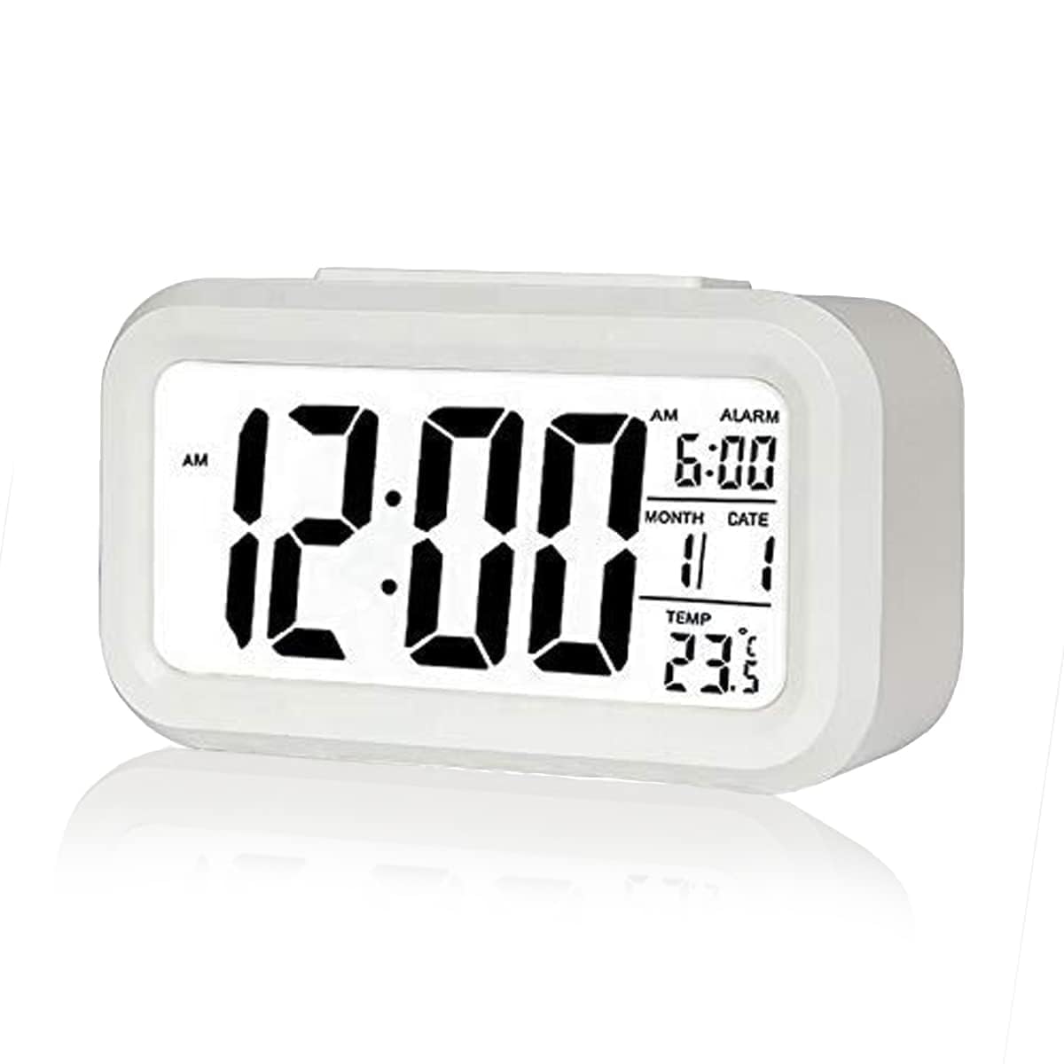 Digital Alarm Clock with Automatic Sensor Backlight, Large LCD Table Clock with Time, Date, Temperature and Alarm Display for Bedroom, Bedside Table, Office and Study Desk-image-1